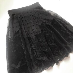 NEW With Tags, Black Laced Gathered Skirt by Petit Pois